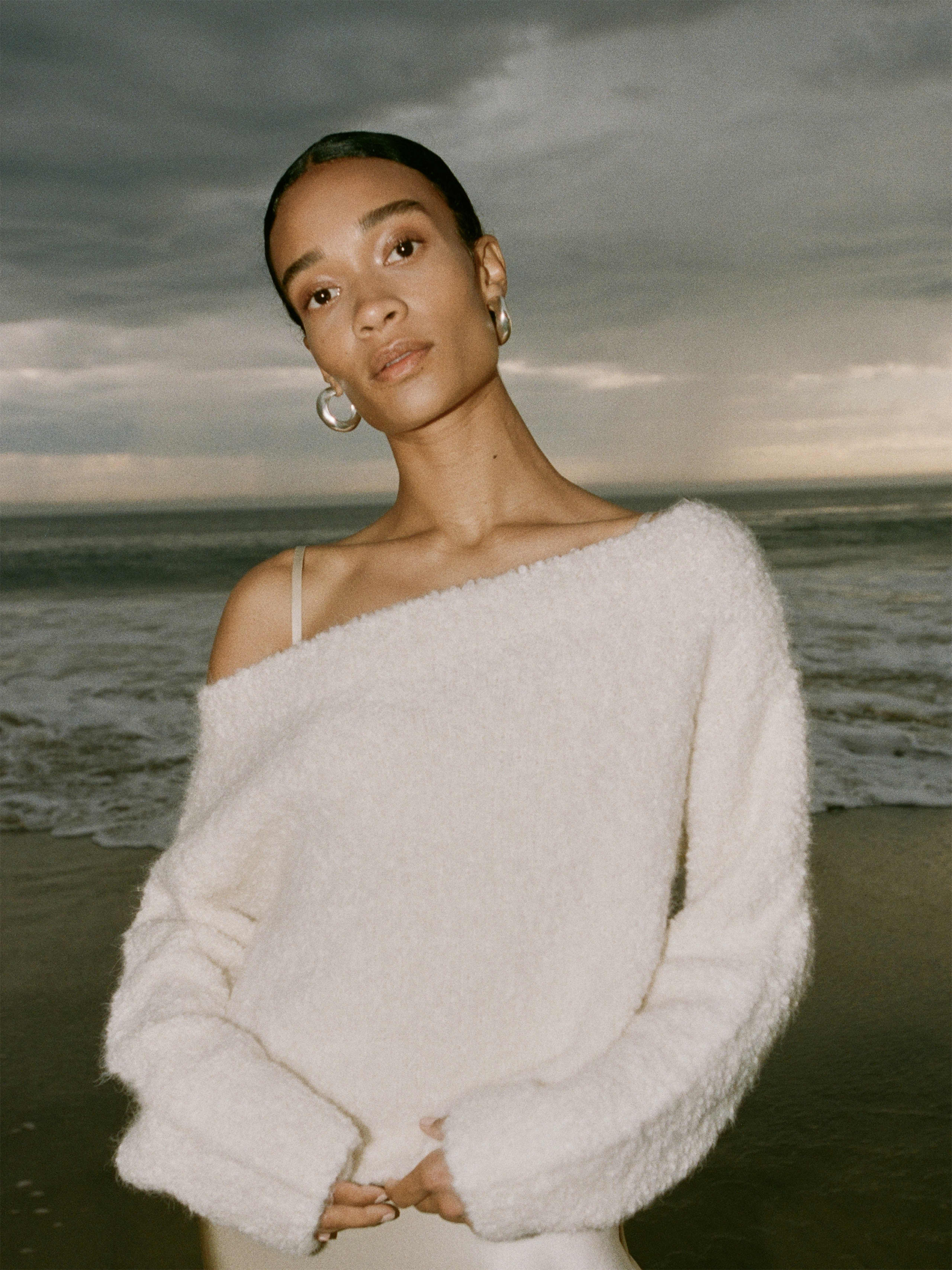 White Nickie Boucle Sweater