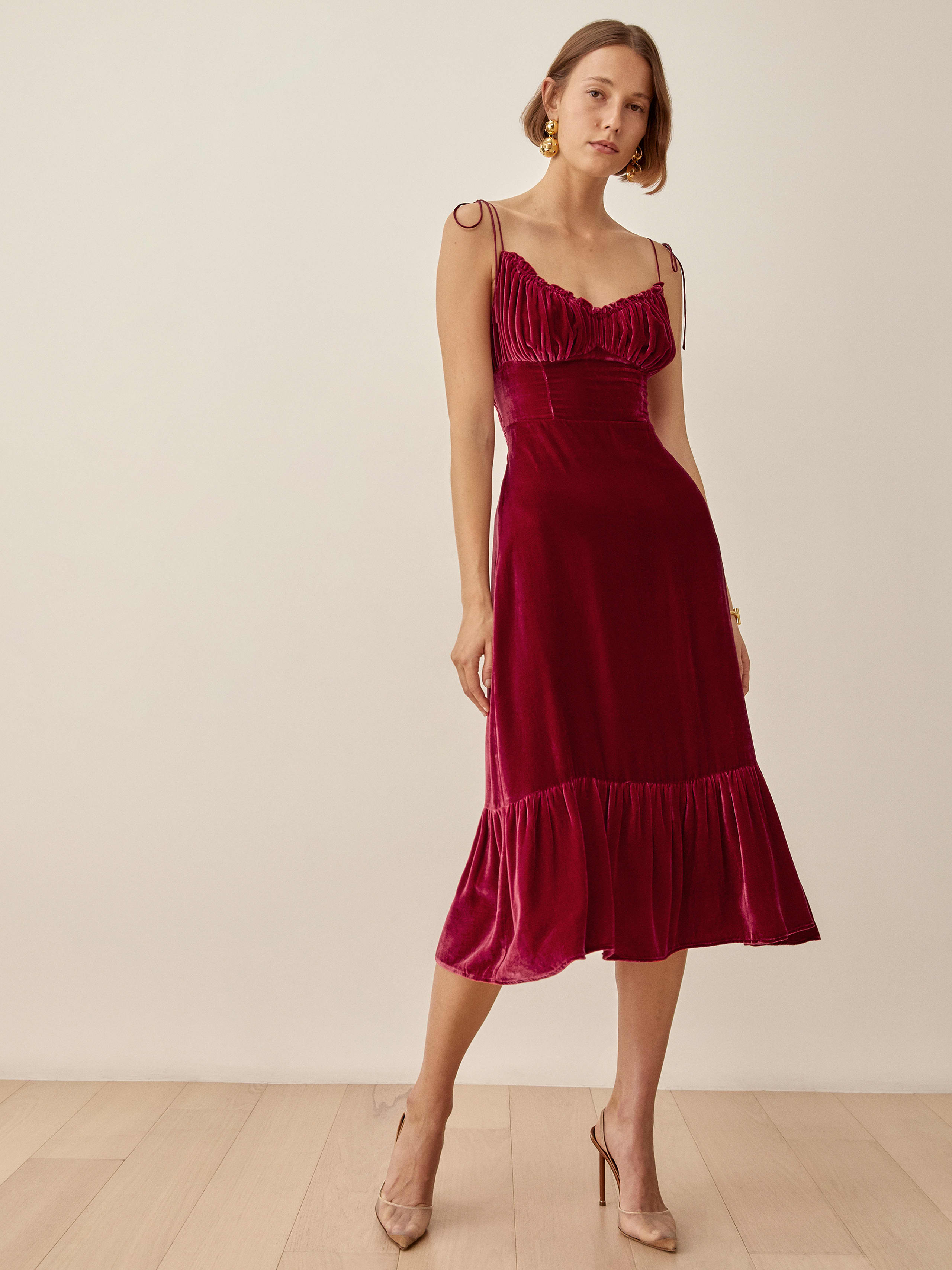 Crimson Oda Velvet Dress