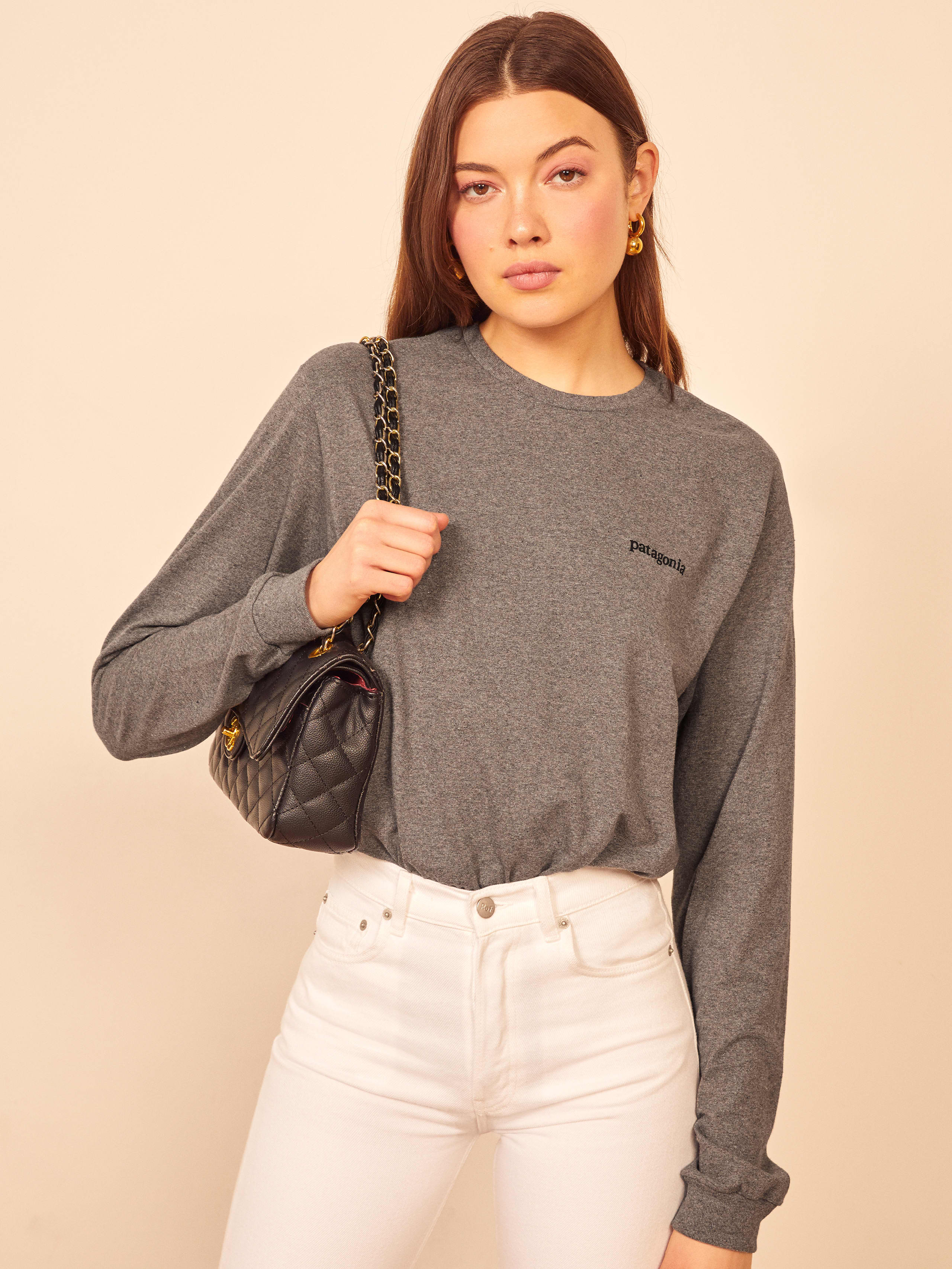 Gravel Heather Patagonia M's L/S Line Logo Ridge Responsibili-Tee