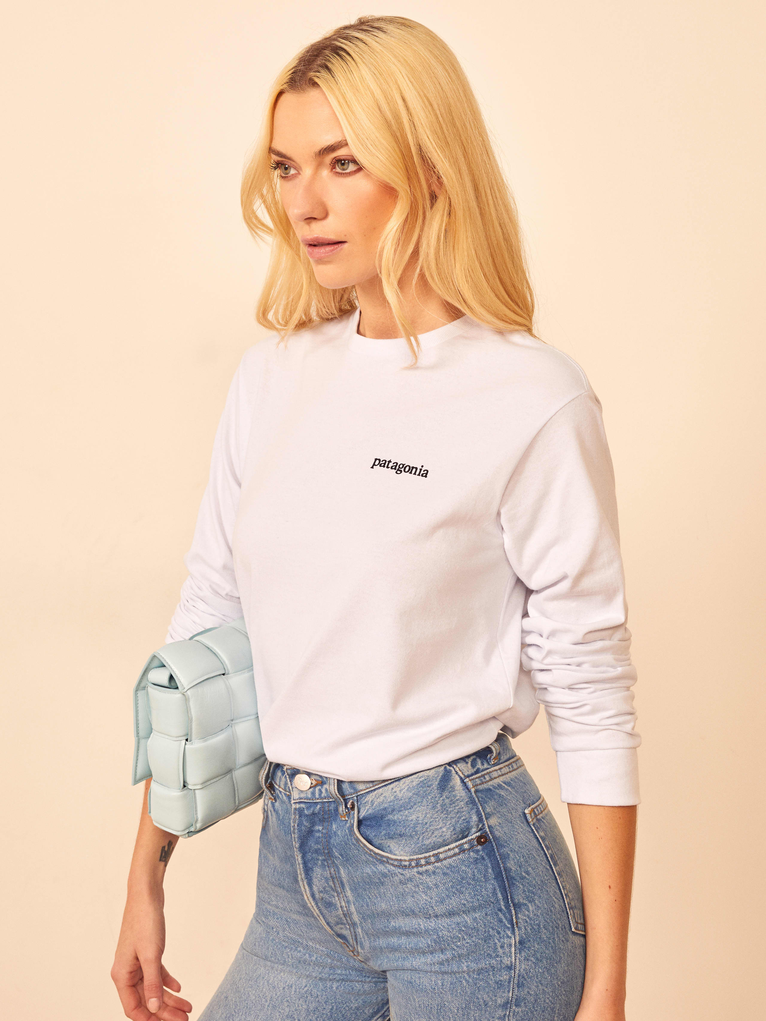 White Patagonia M's L/S Line Logo Ridge Responsibili-Tee