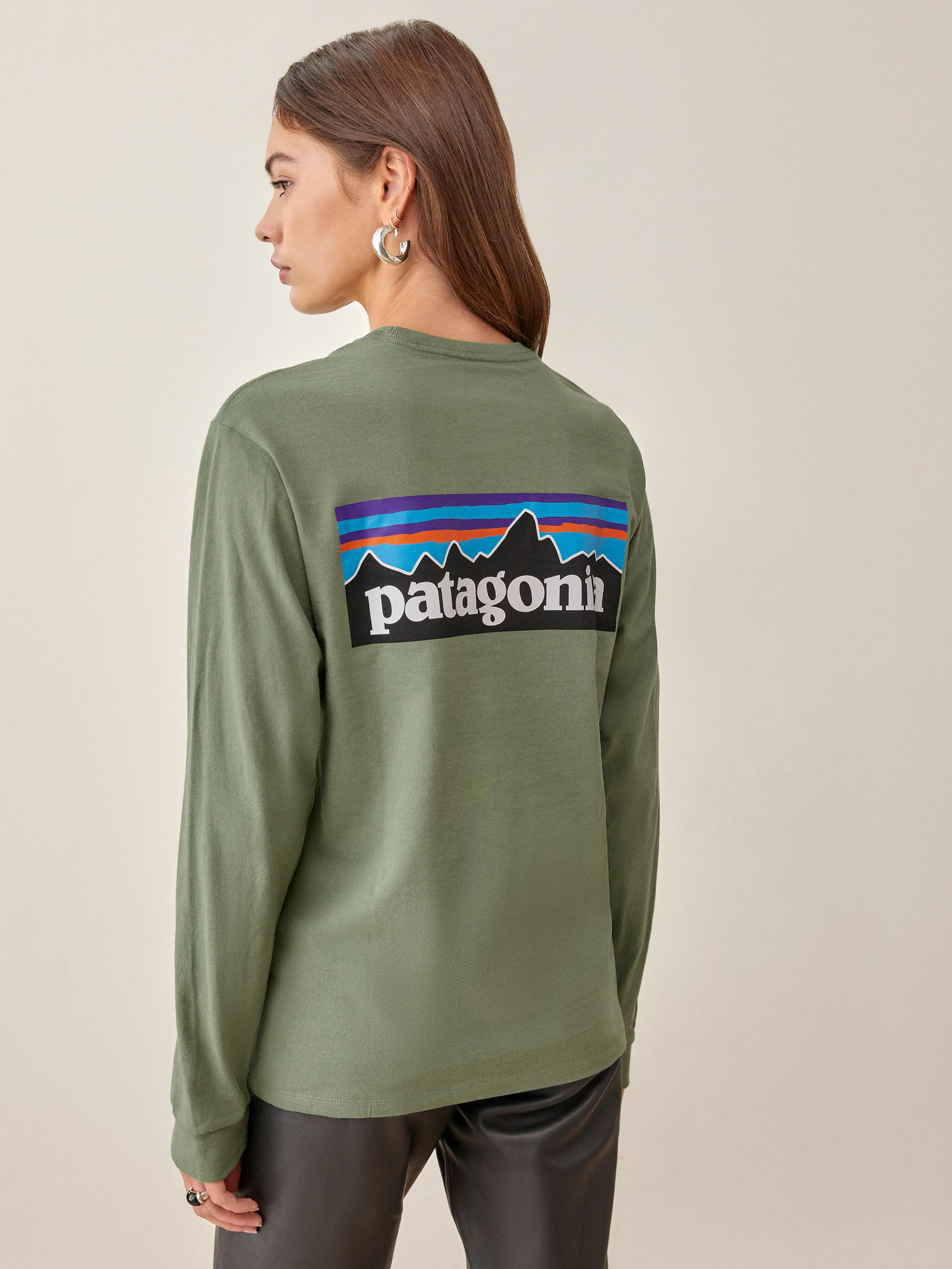 Sedge Green Patagonia M's L/S P-6 Logo Responsibili-Tee