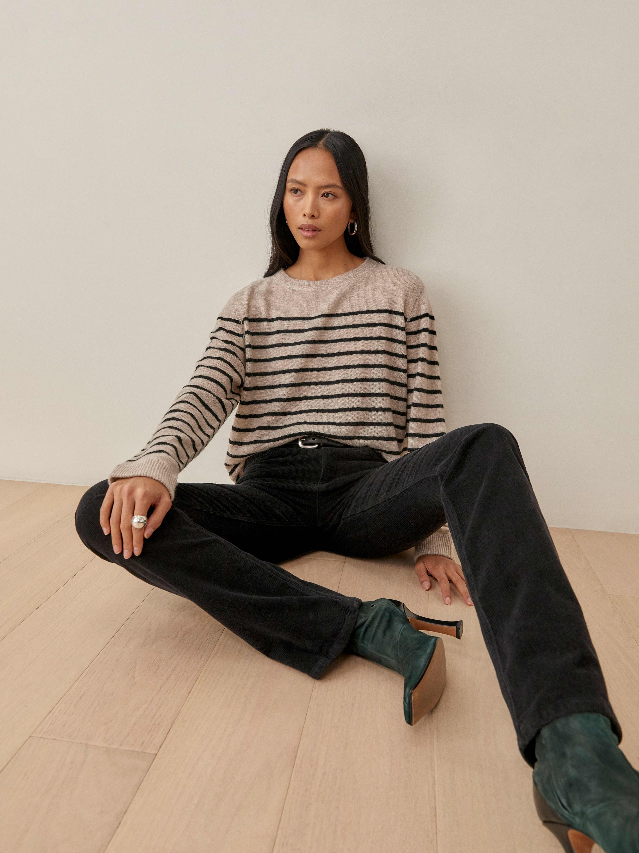 Black Peyton High Rise Bootcut Corduroy Pants