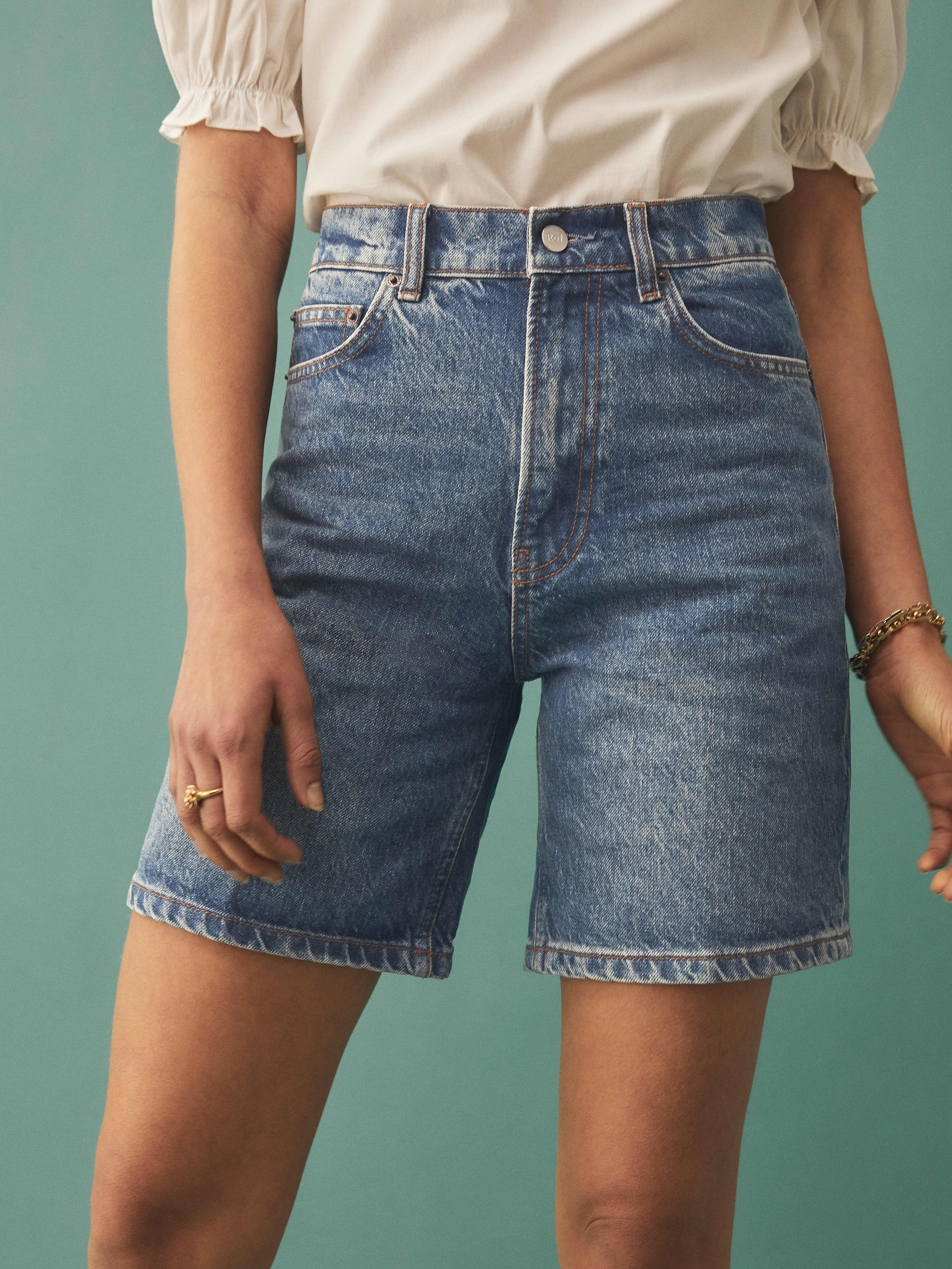Above the knee jean shorts