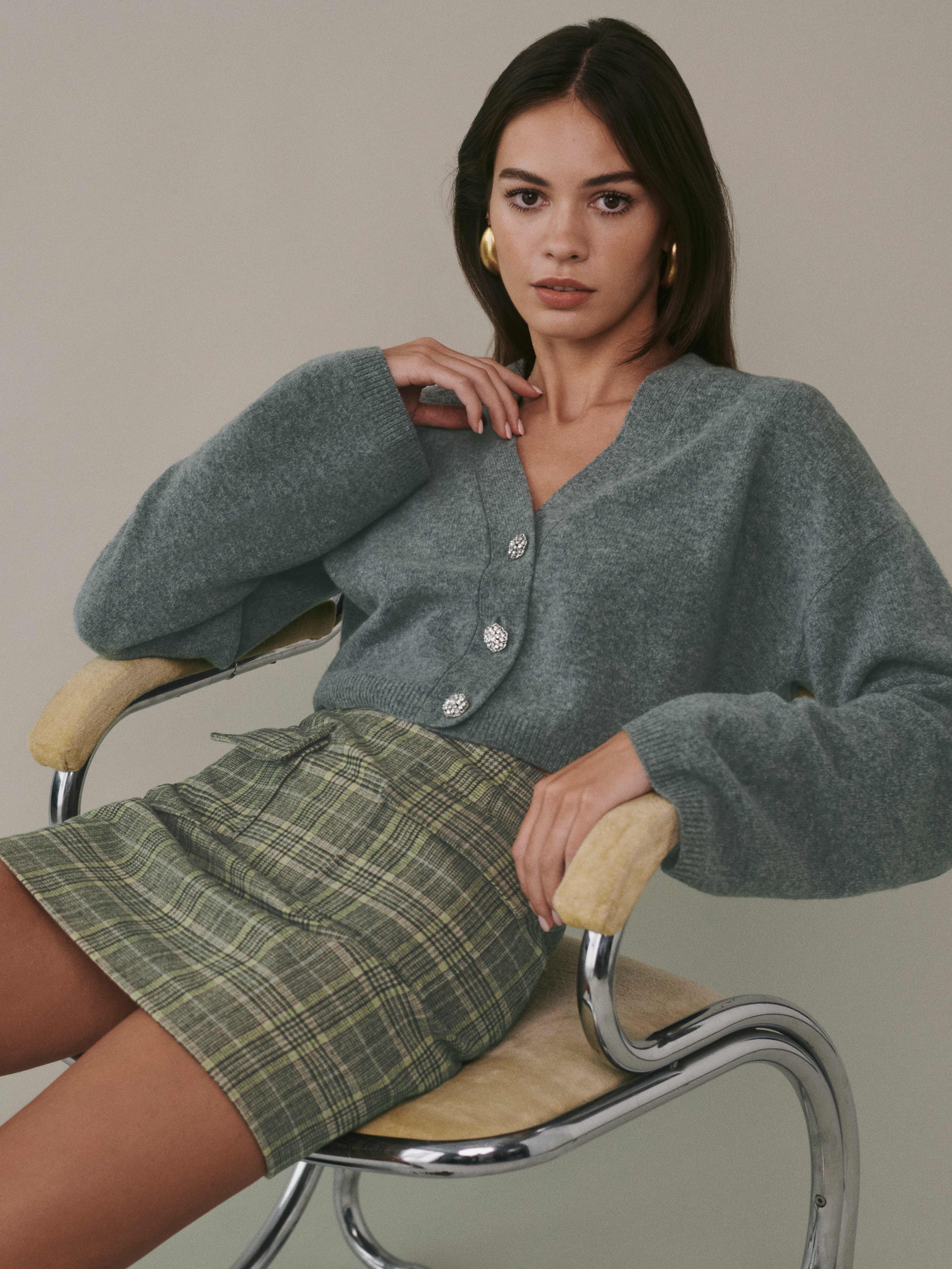 Mid Grey Val Regenerative Wool Cardigan