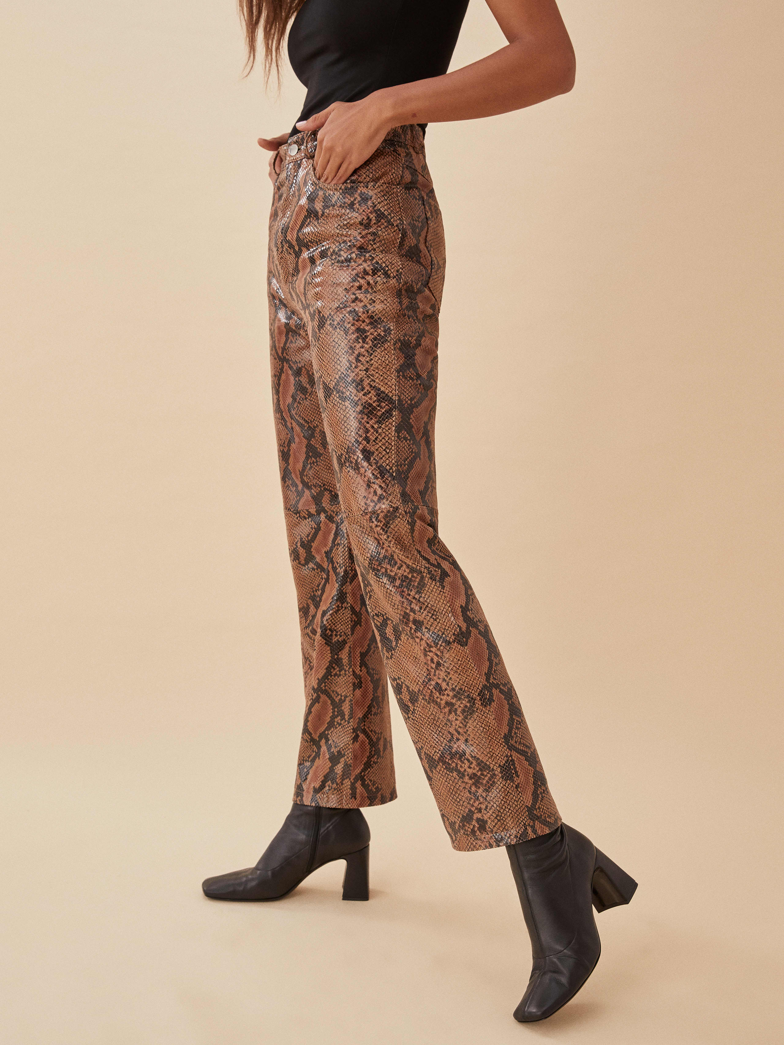 leather snakeskin pants