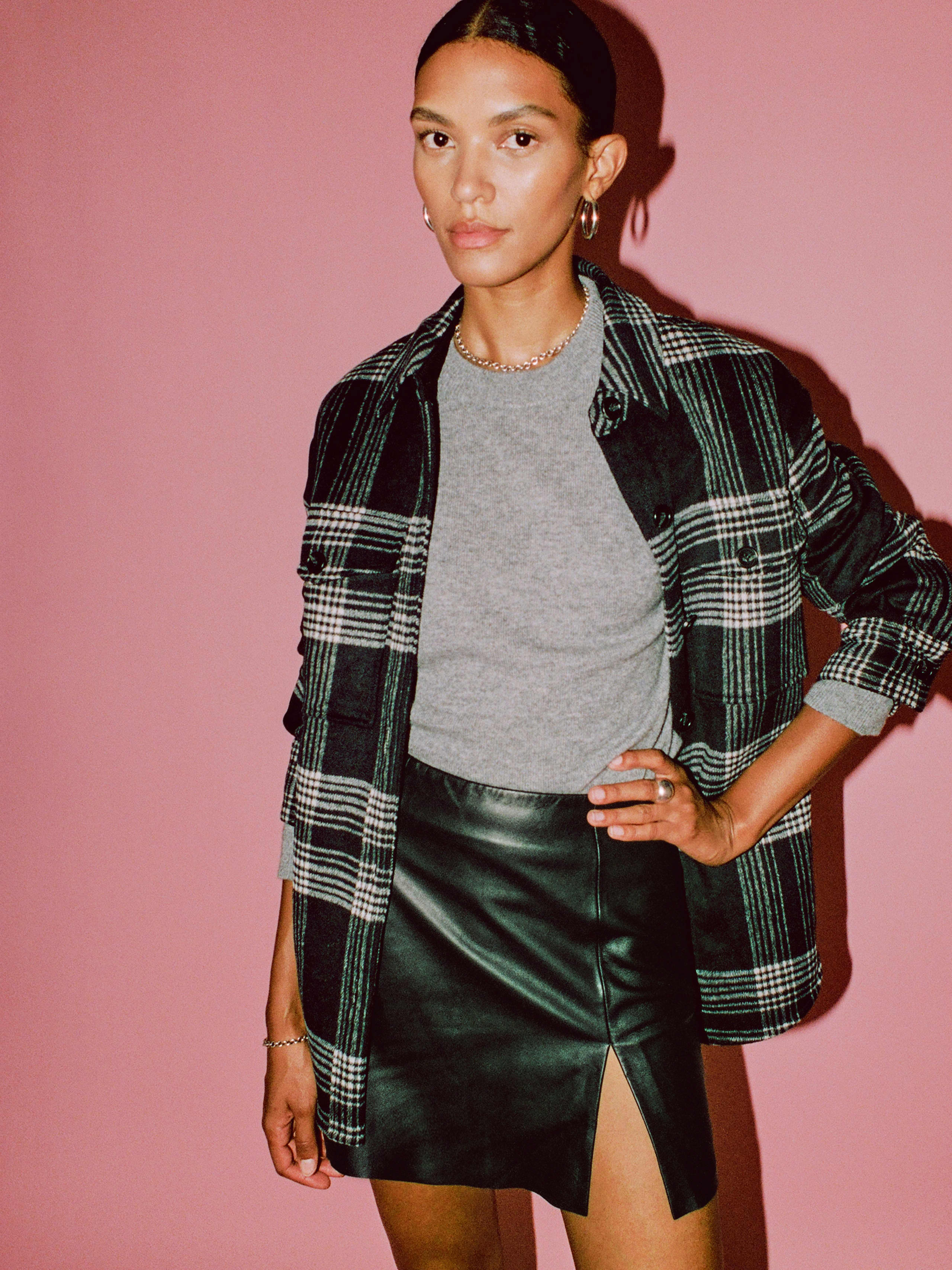 Black Veda Margie Leather Mini Skirt