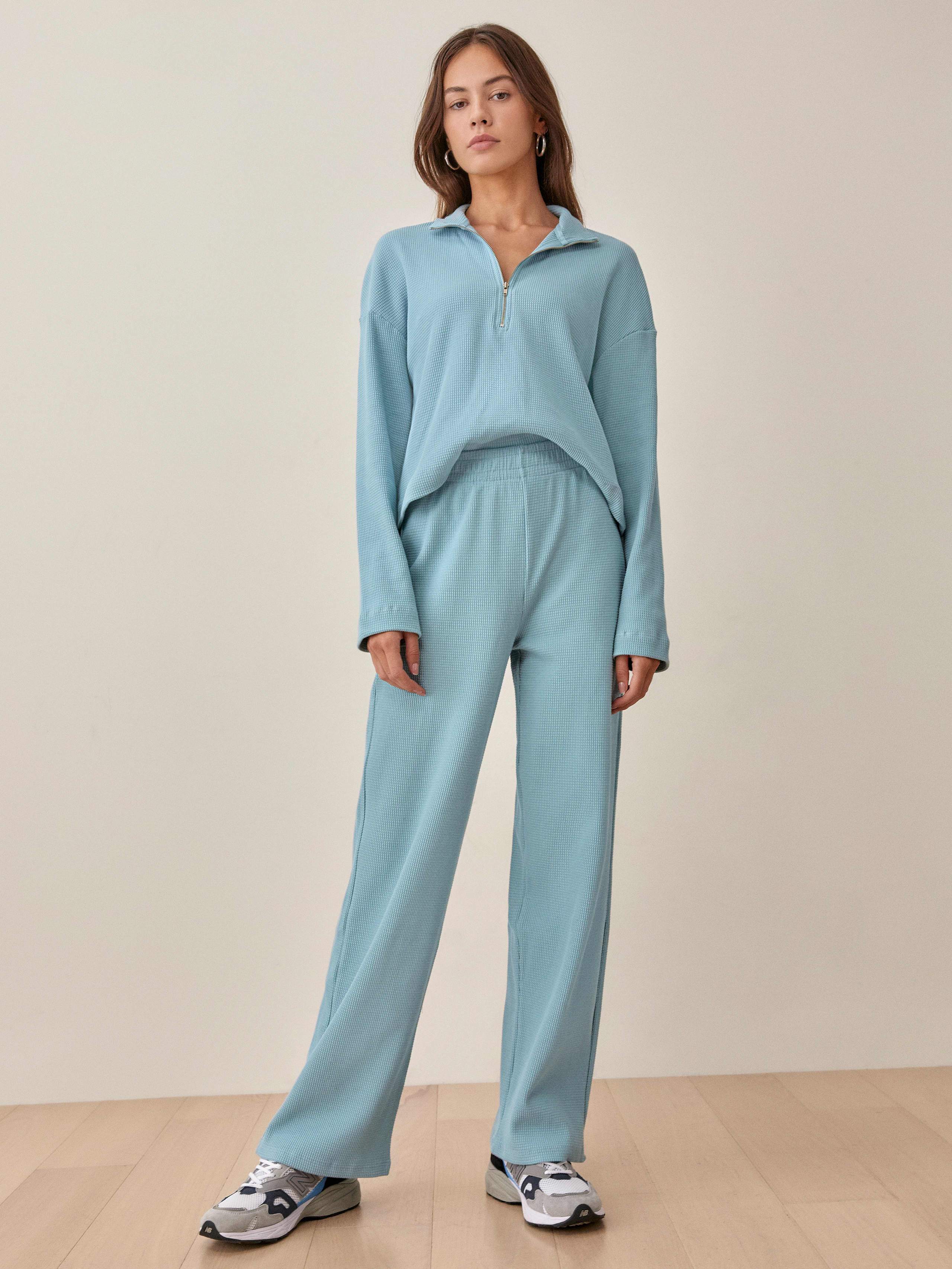 Turquoise Yale Waffle Zip