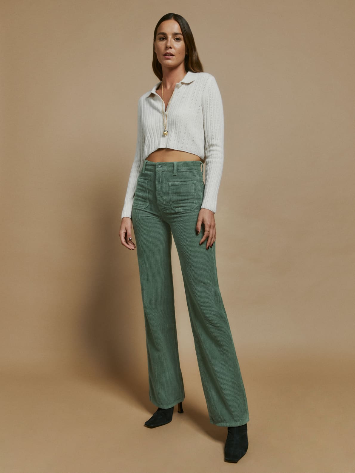 Alyssa High Rise Wide Leg Corduroy Pants