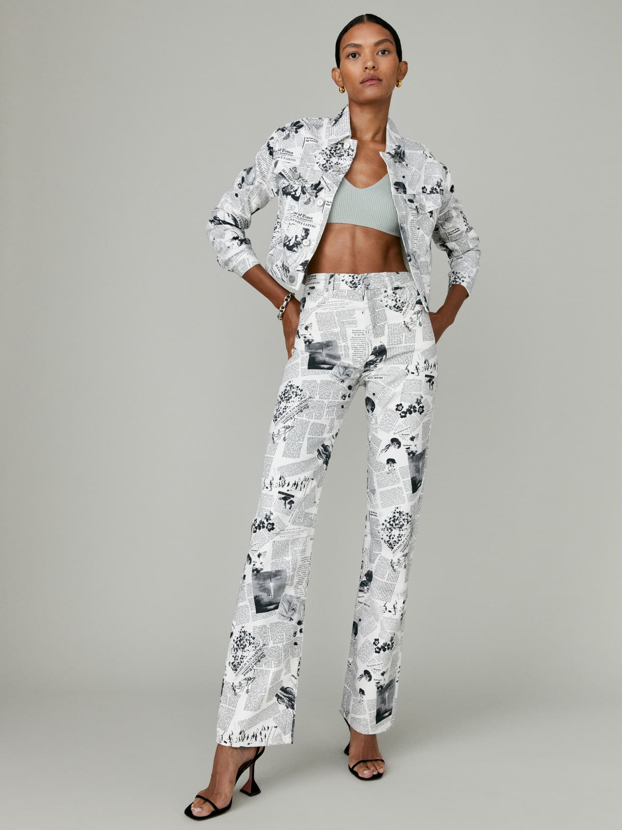 Climate Newsprint High Rise Straight Long Jeans