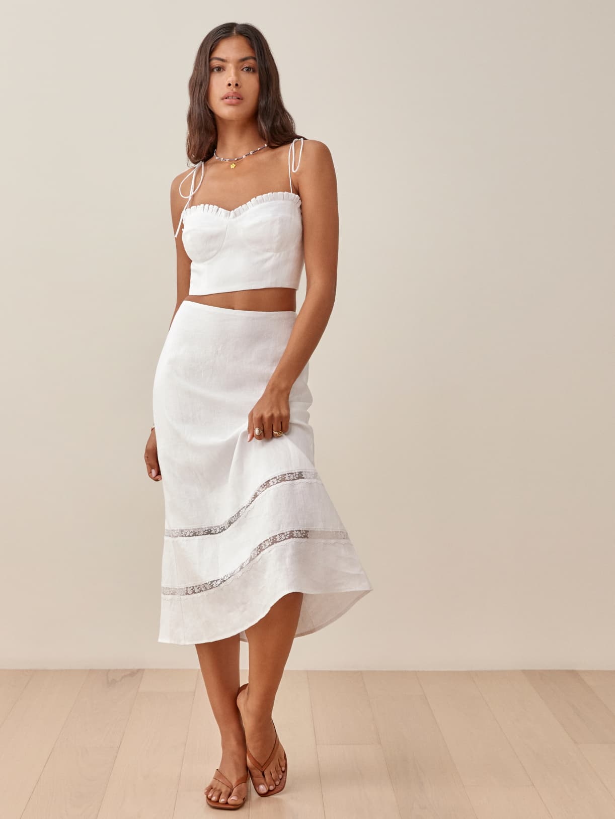 White Rima Linen Two Piece