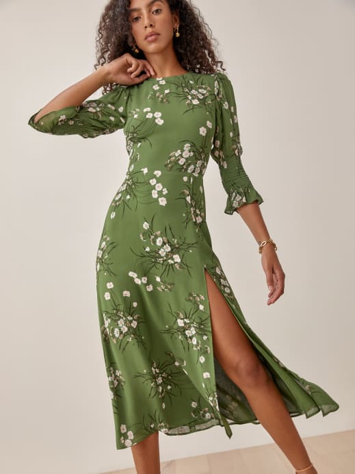 Green floral reformation dress
