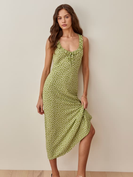 Green floral reformation dress