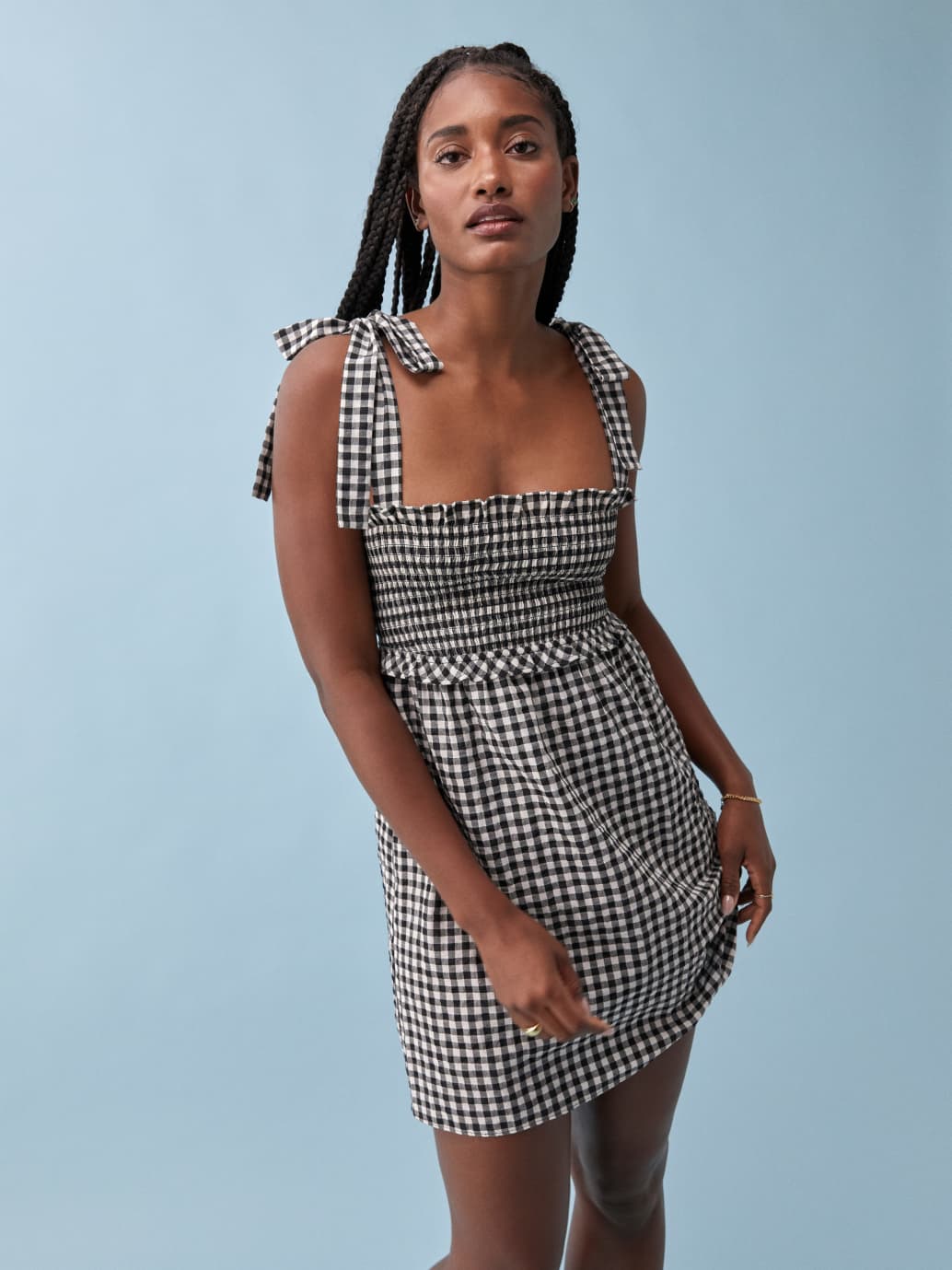 Reformation checkered dress top