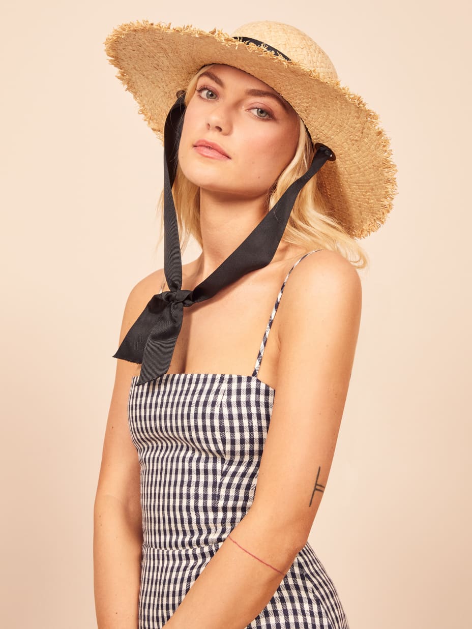 Dorfman Straw Hat With Black Ribbon