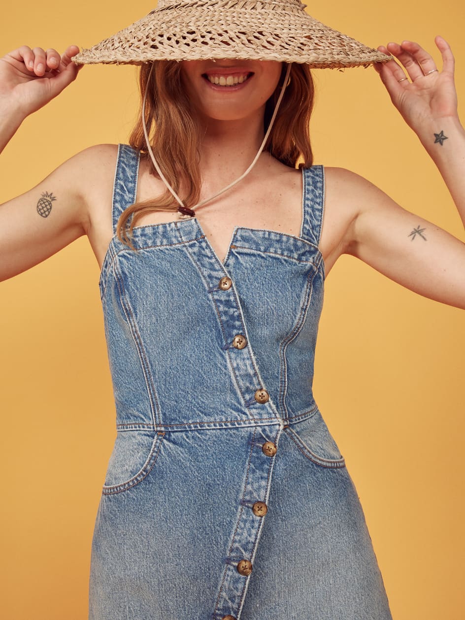 Reformation denim dress clearance