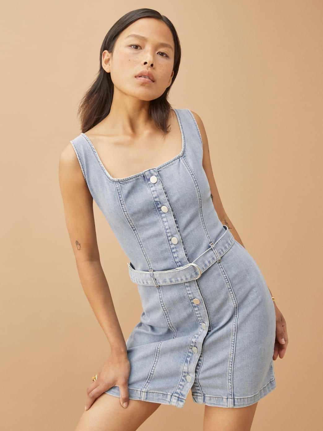 Reformation denim dress clearance