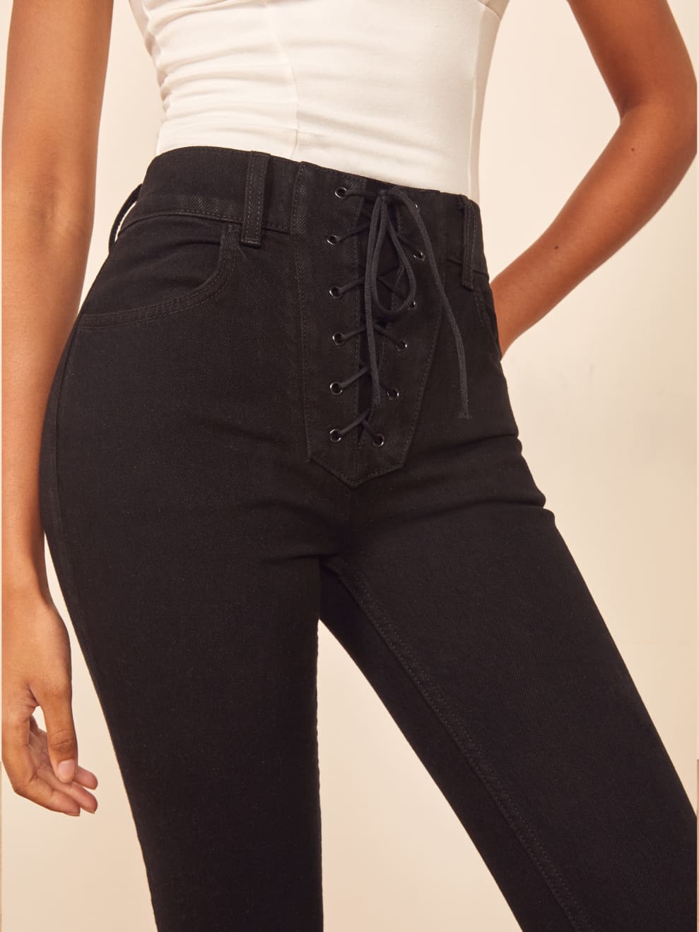 Lace up front skinny jeans clearance