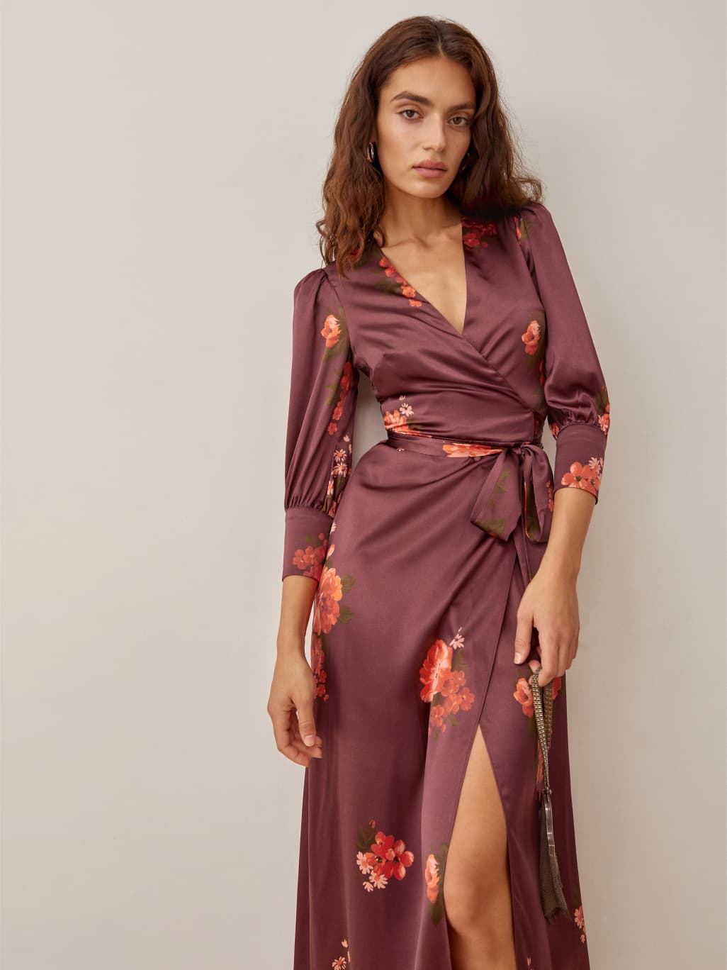 Reformation silk wrap dress top