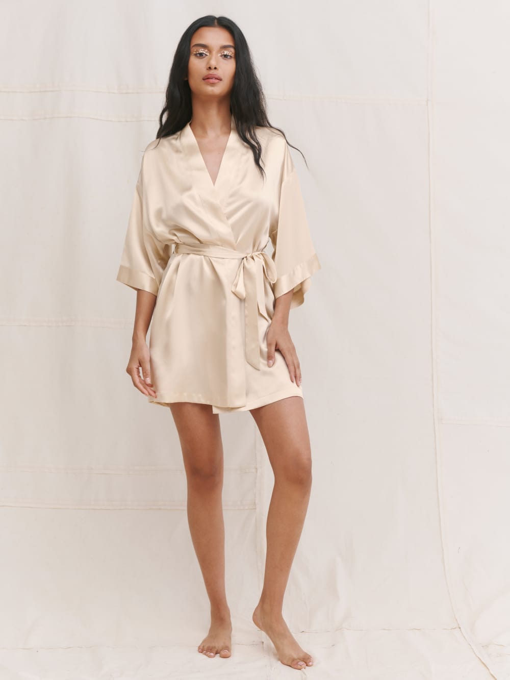 Silk mini robe clearance