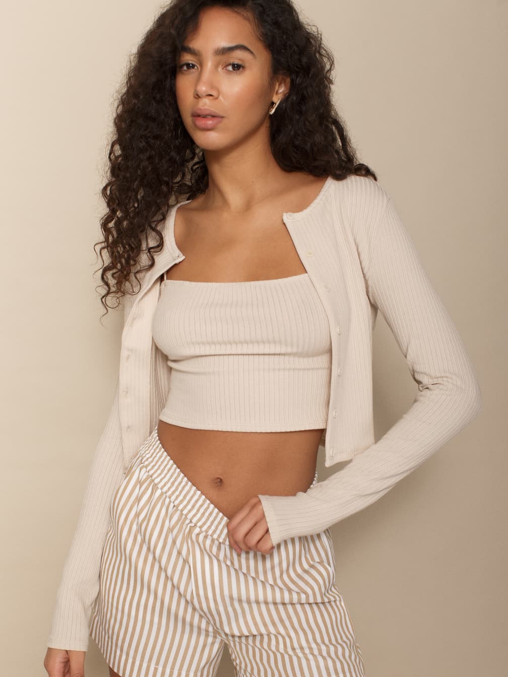 Cropped cardigan and tank set Clearance