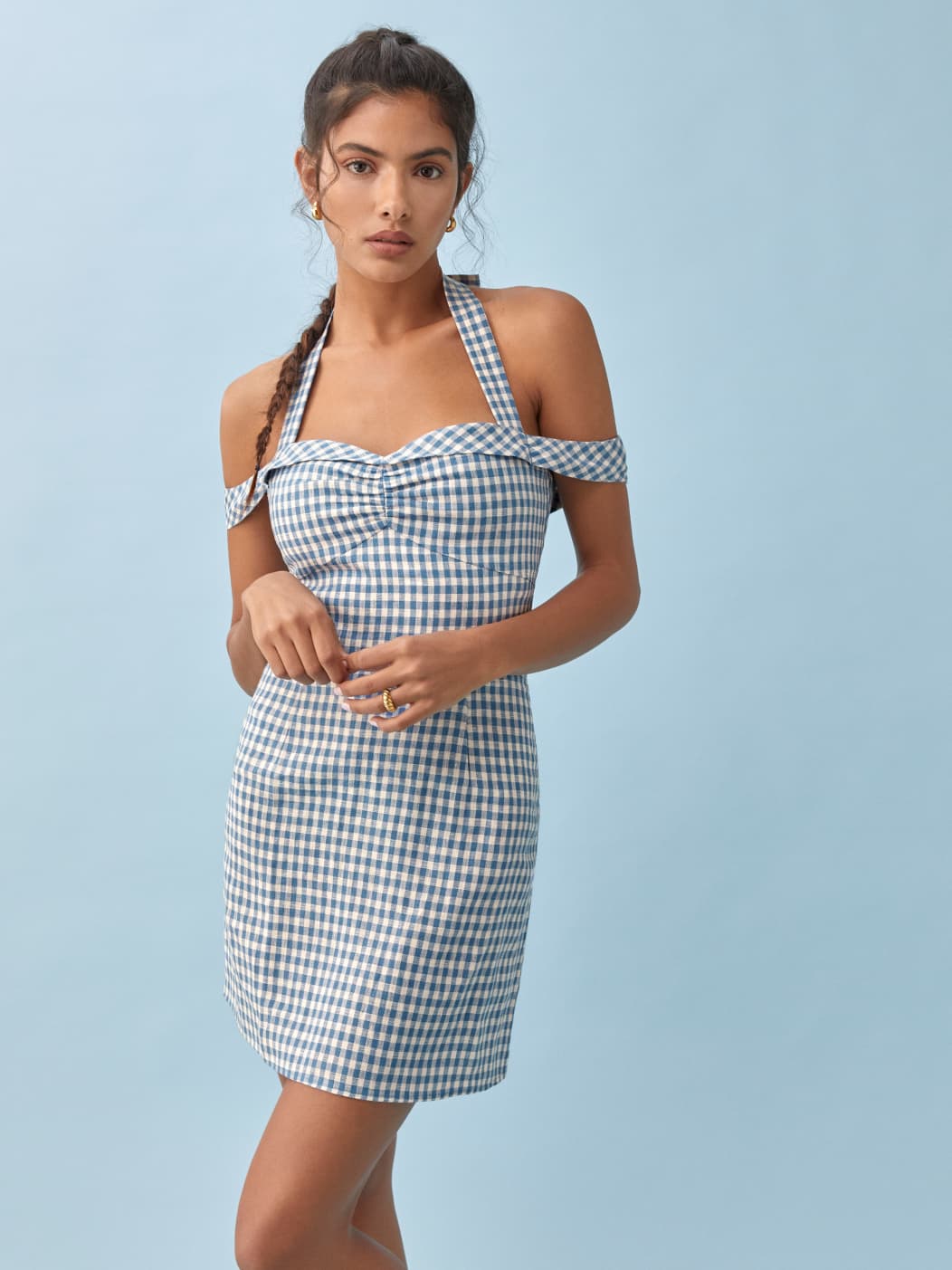 Reformation checkered dress clearance
