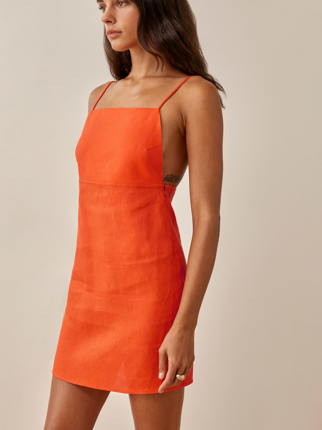 Linen dress mini clearance