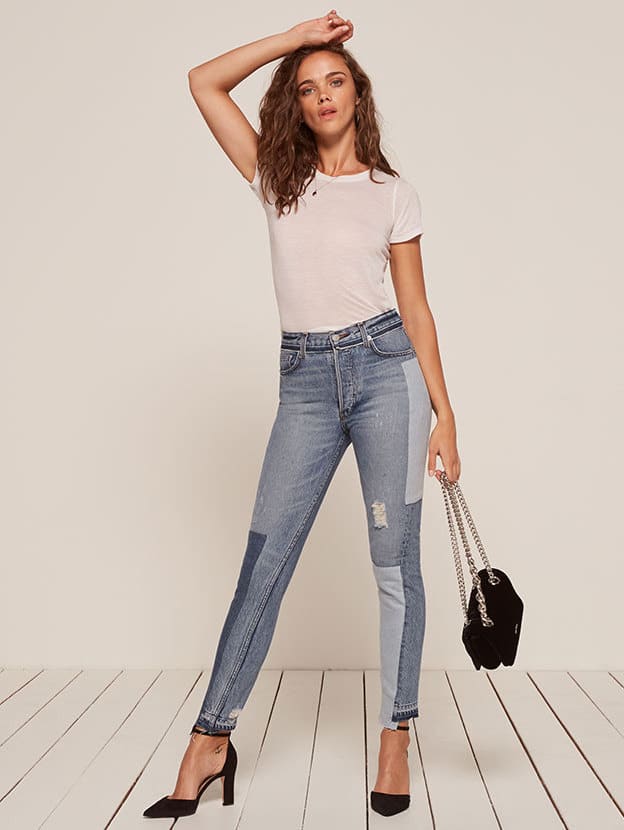 Reformation patch jeans clearance