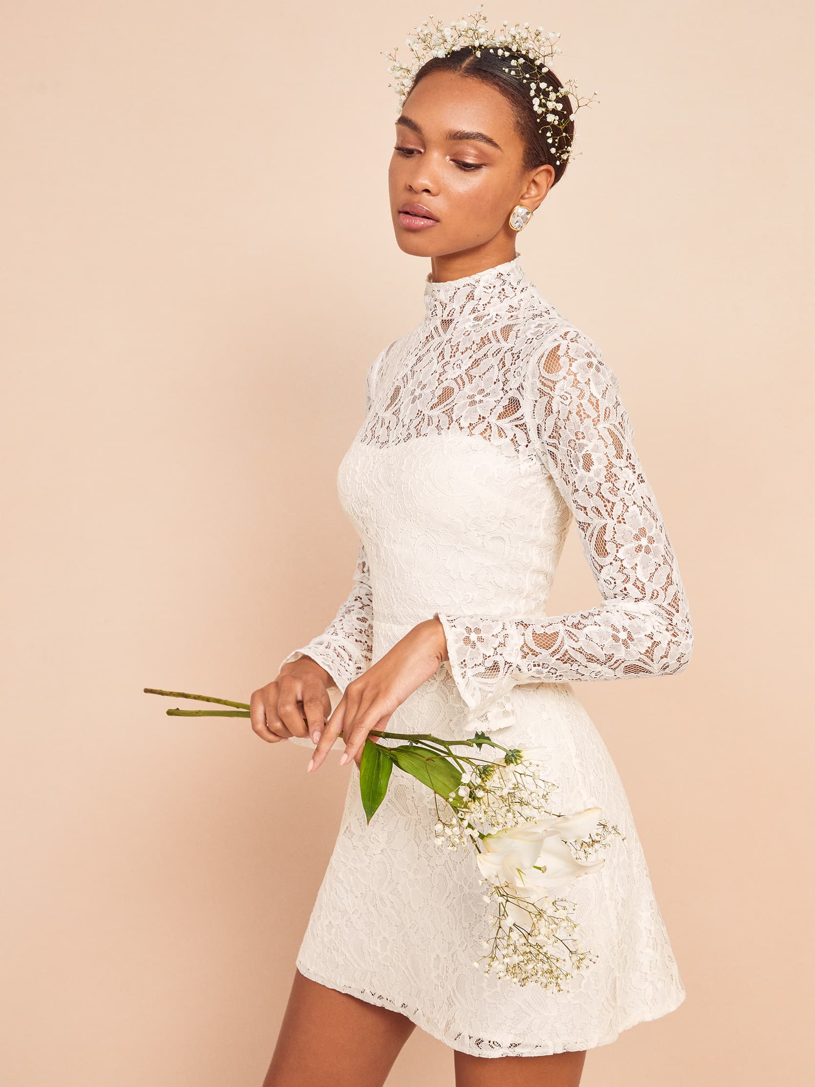 ivory lace dresses with sleeves