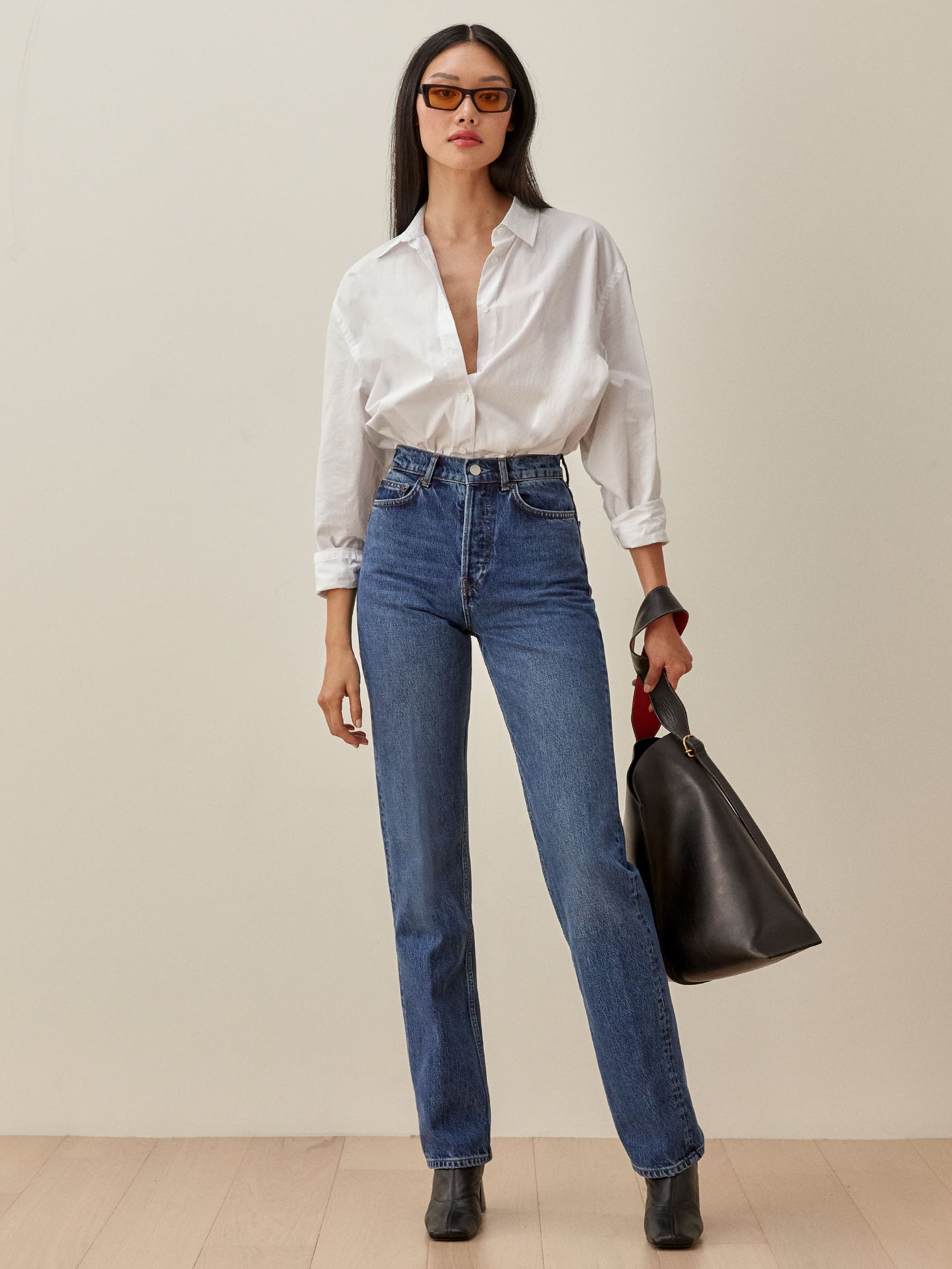 newsprint high straight long jeans