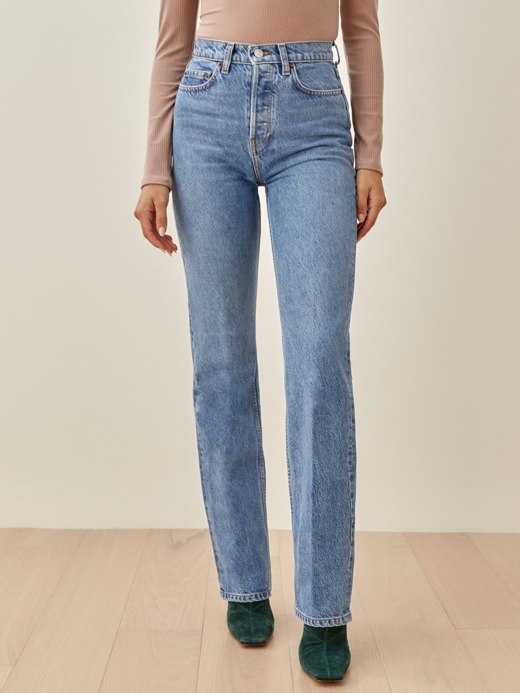 high rise straight jeans black