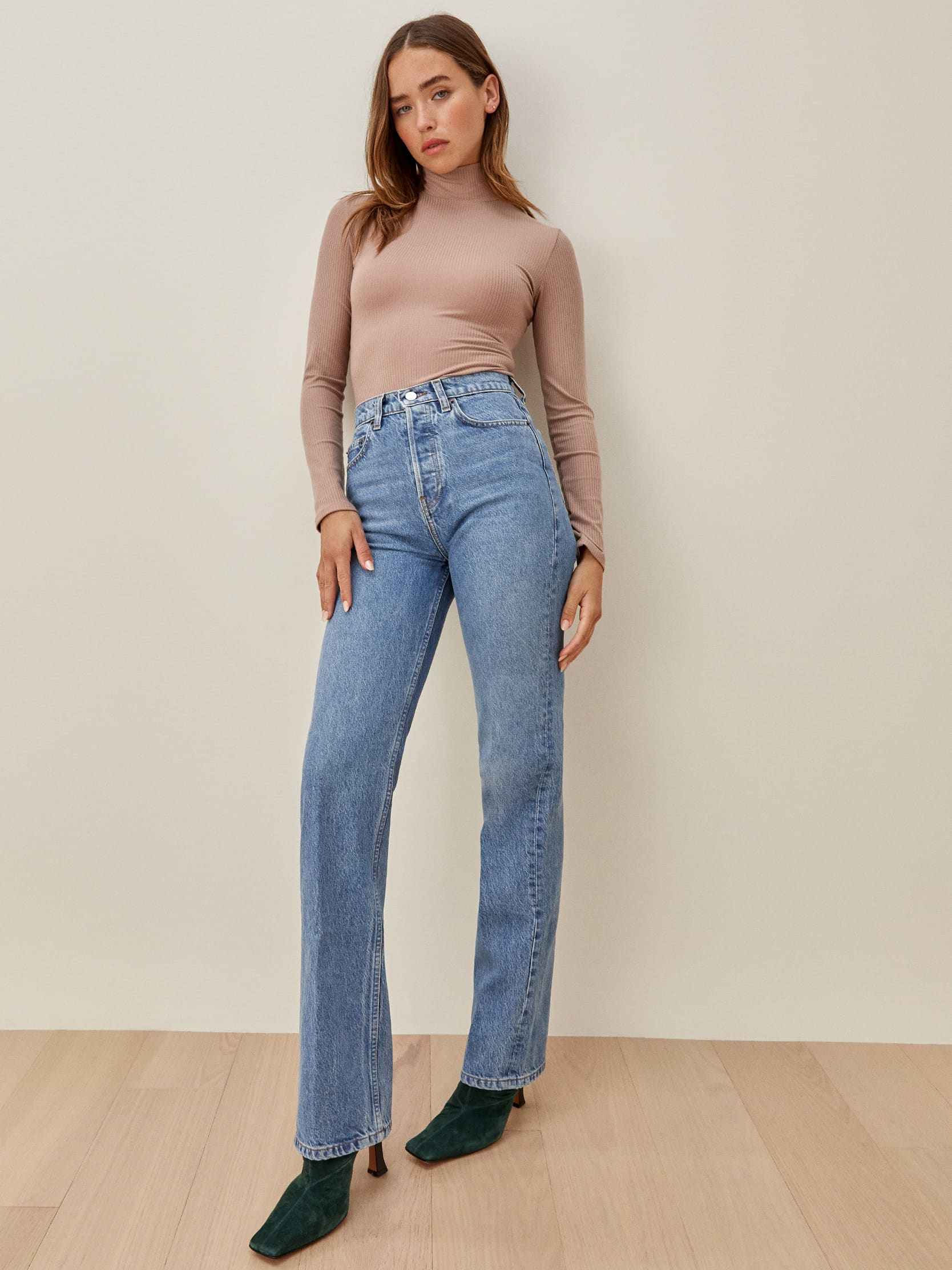 newsprint high straight long jeans