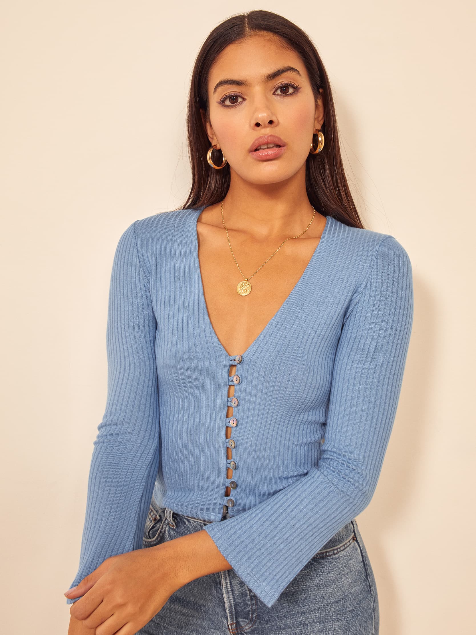 Gellar Top Long Sleeve Knit Reformation