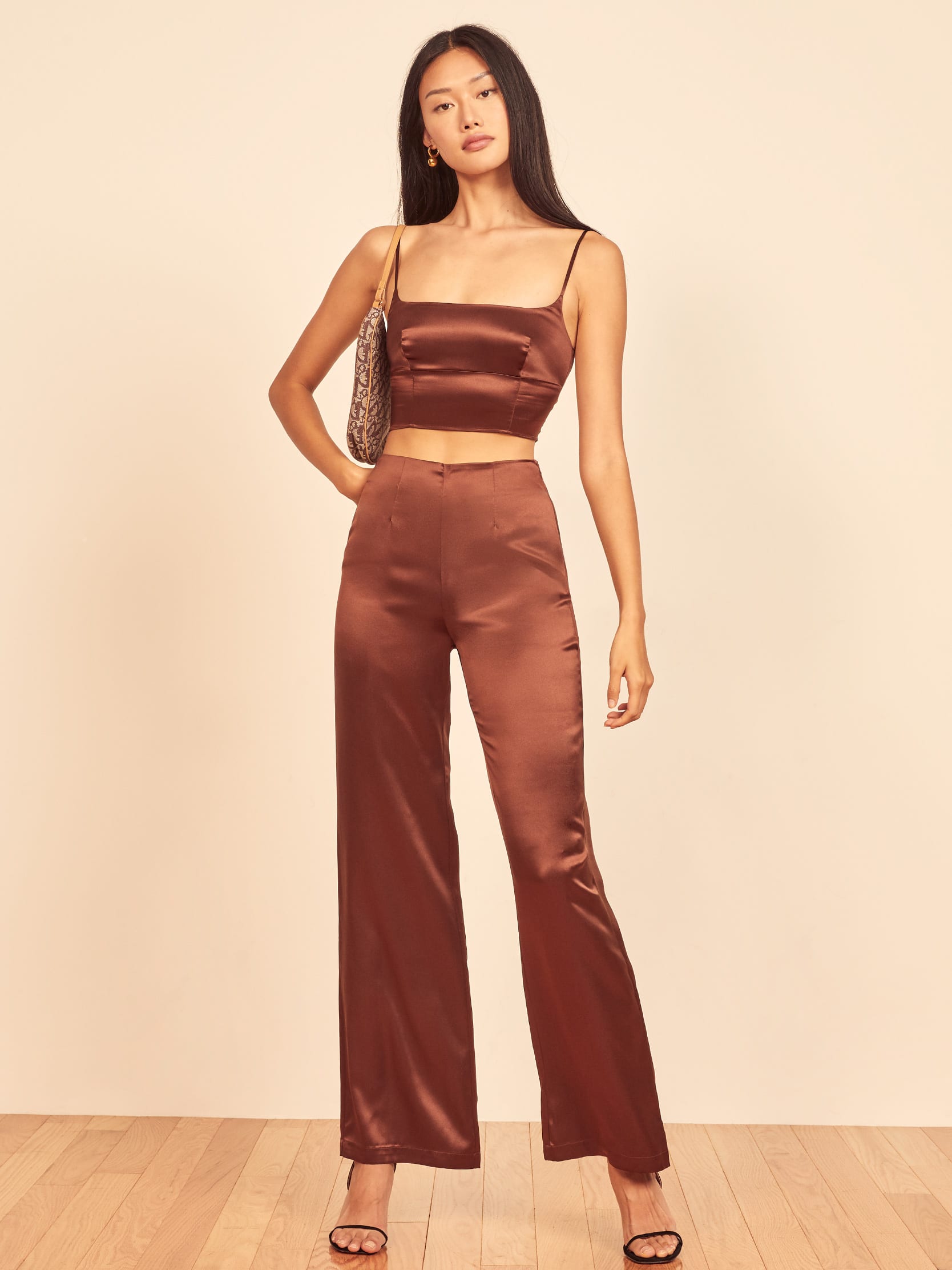 black silk two piece
