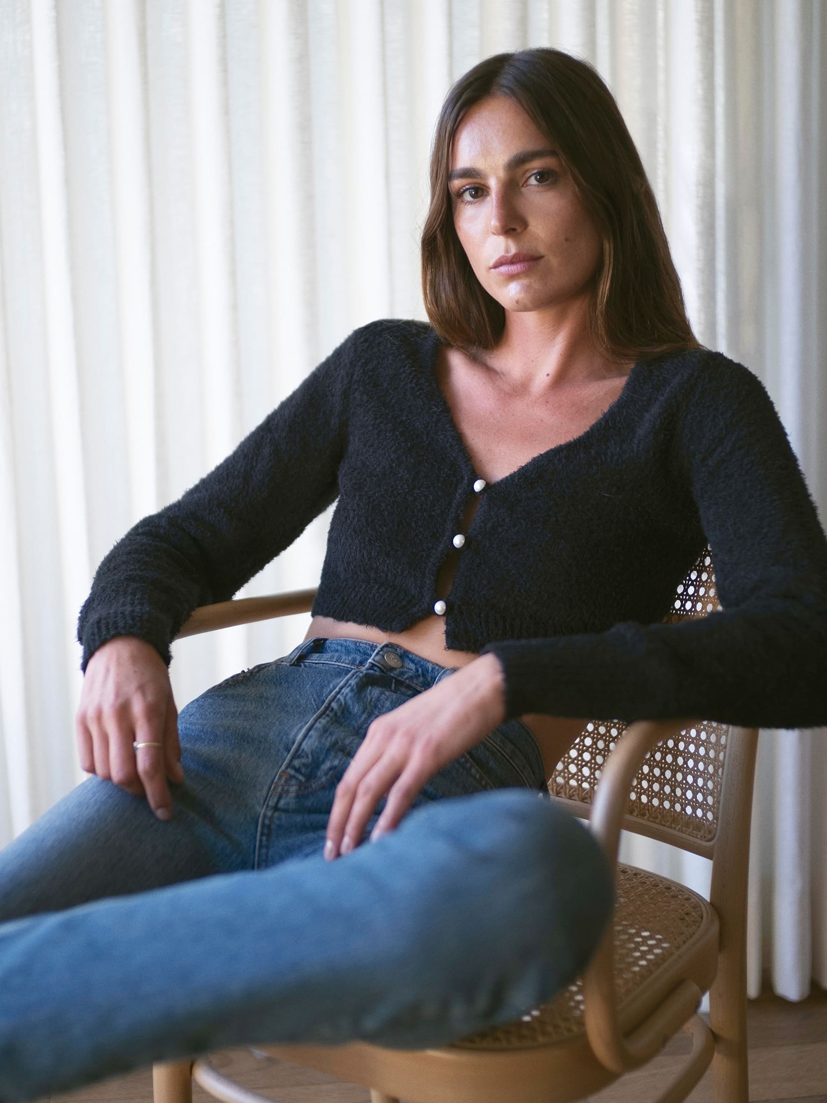 buttoned cropped cardigan