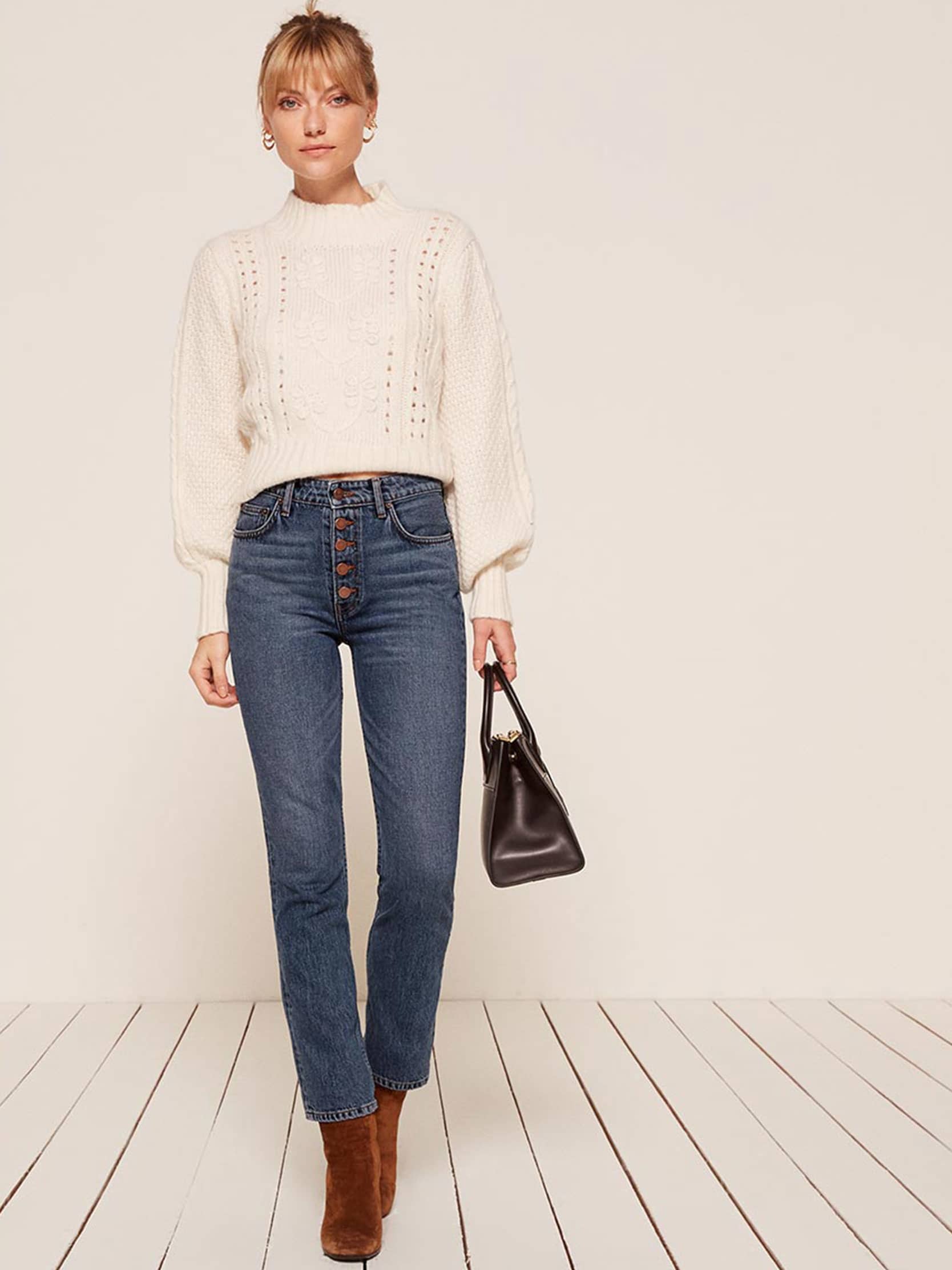 Petites Winona Mid Slim Jean With Button Fly | Reformation