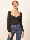 black shoulderless top
