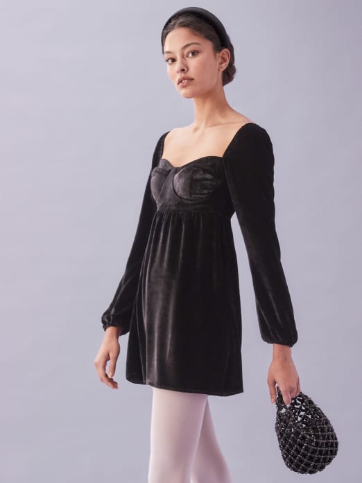 reformation gold velvet dress
