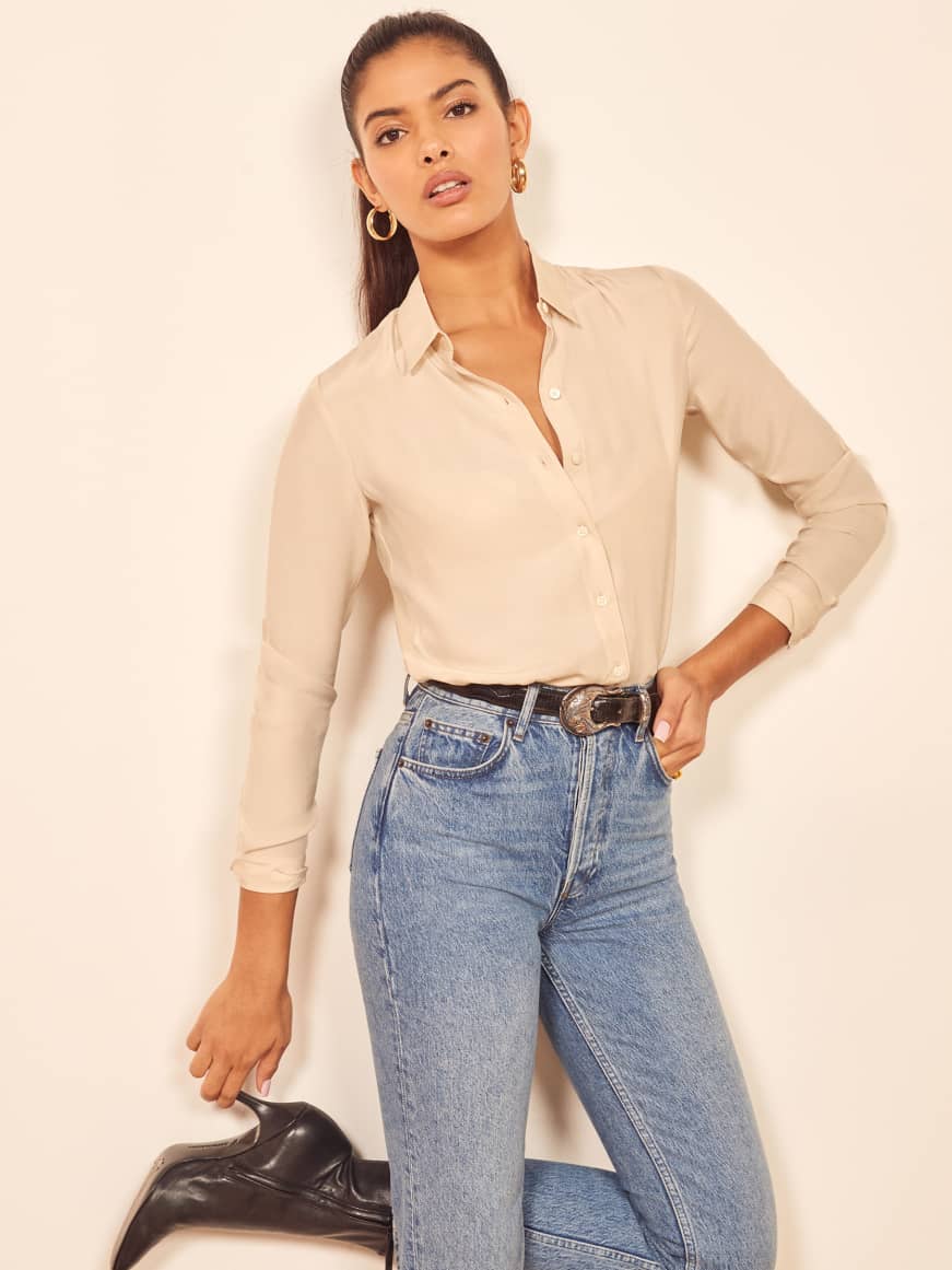 reformation button down dress