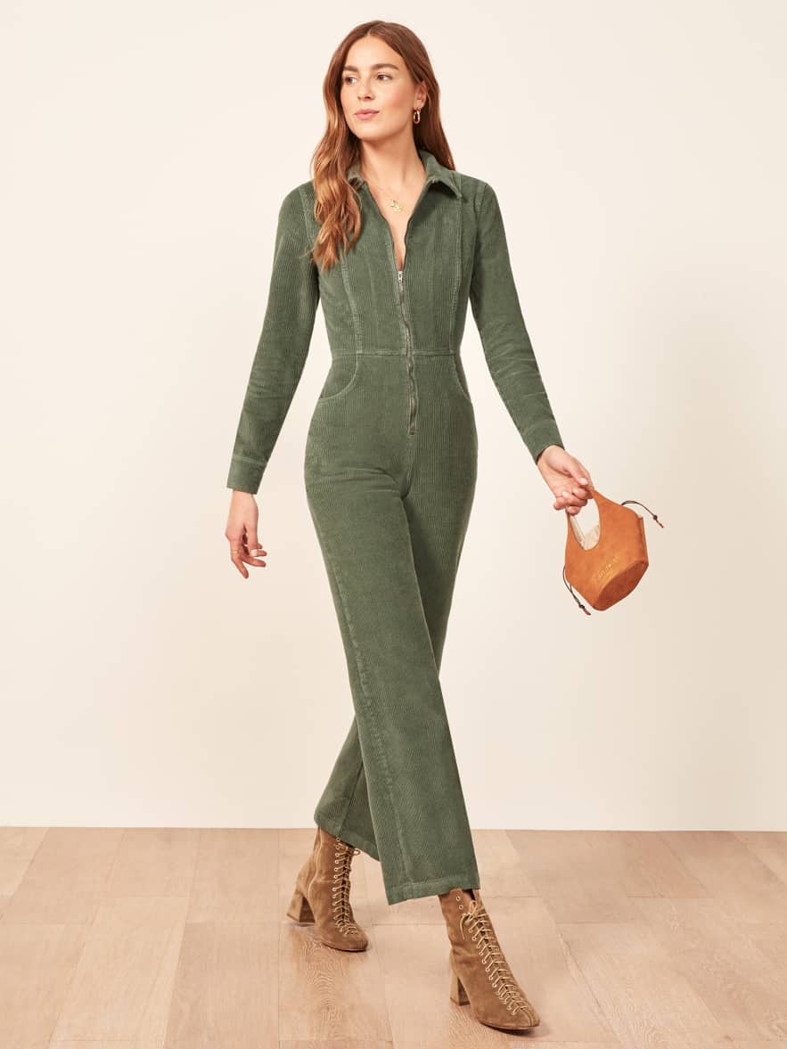 green corduroy jumpsuit