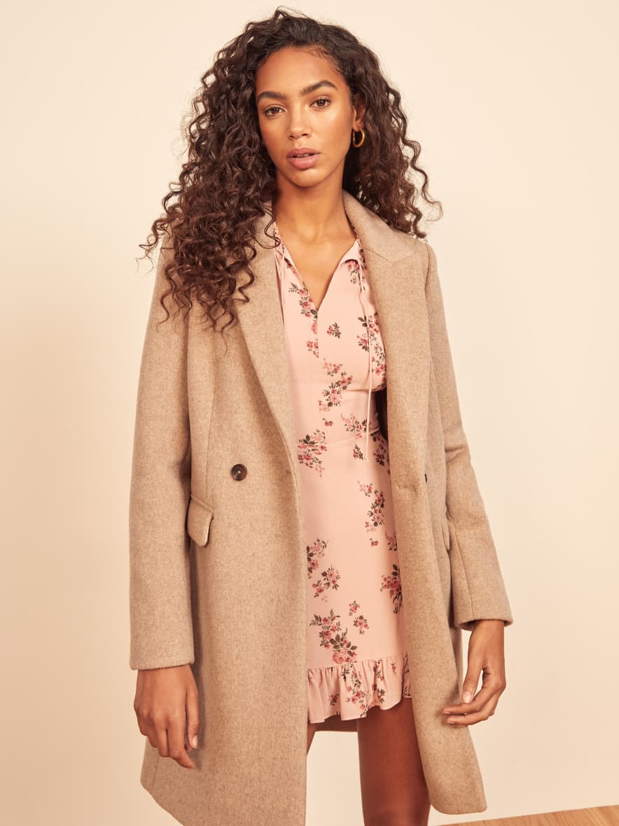 reformation camel coat