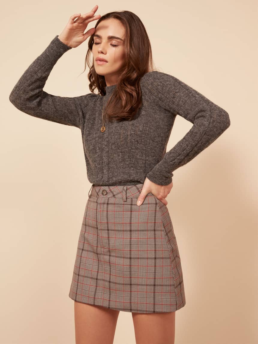 plaid skirt with belt loops