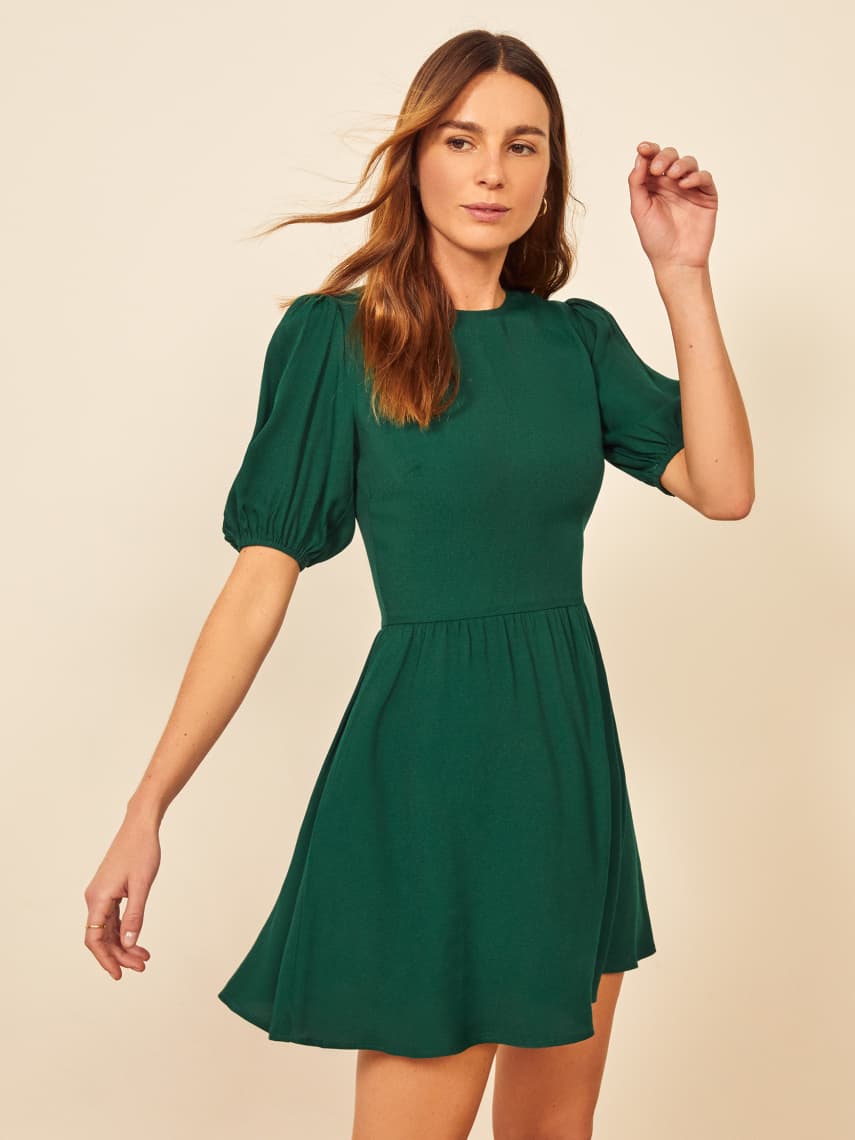 reformation green dress