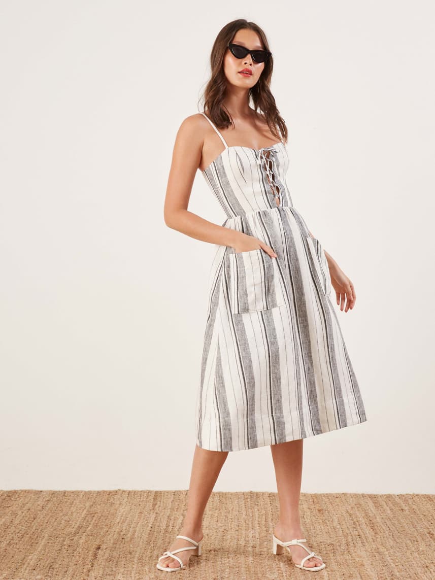 reformation lace up dress