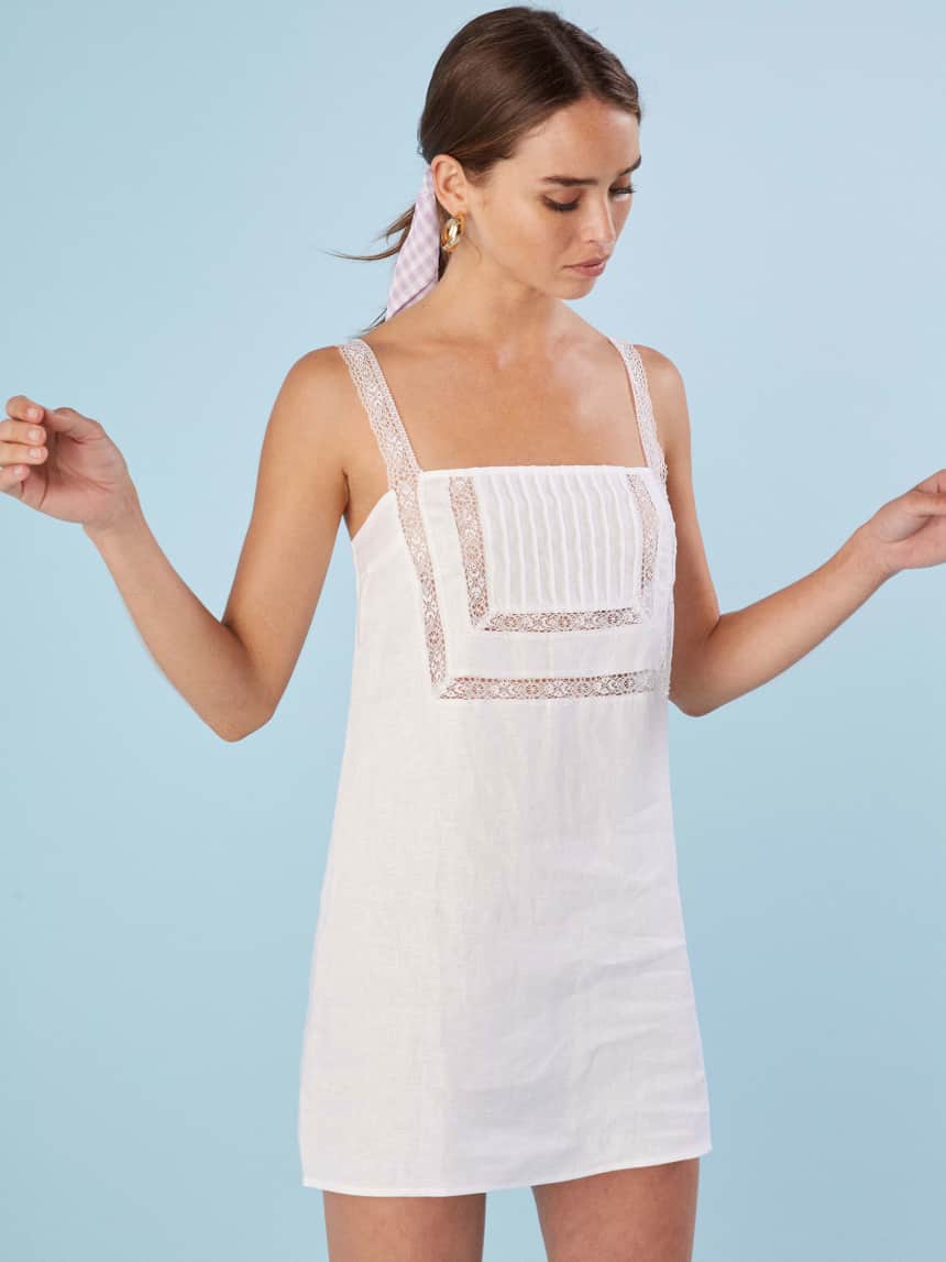 reformation white lace dress