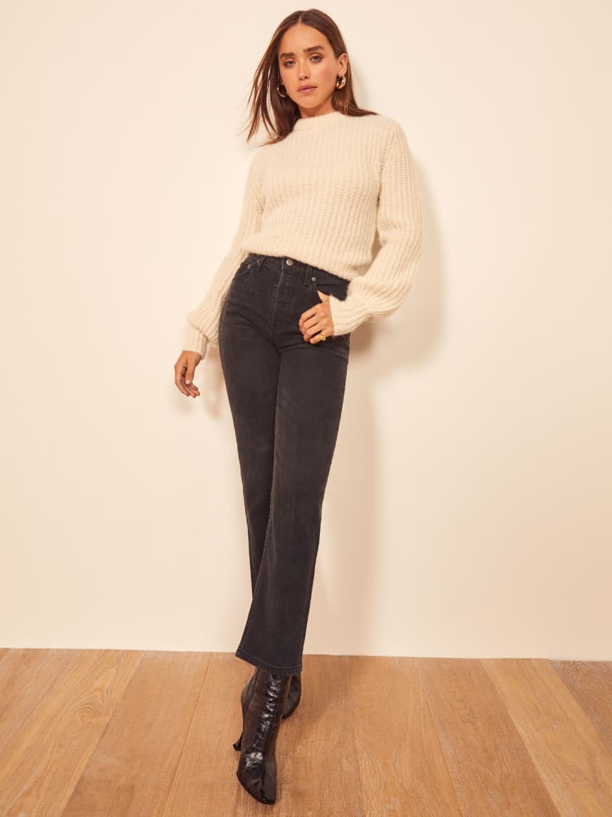 black straight leg jean