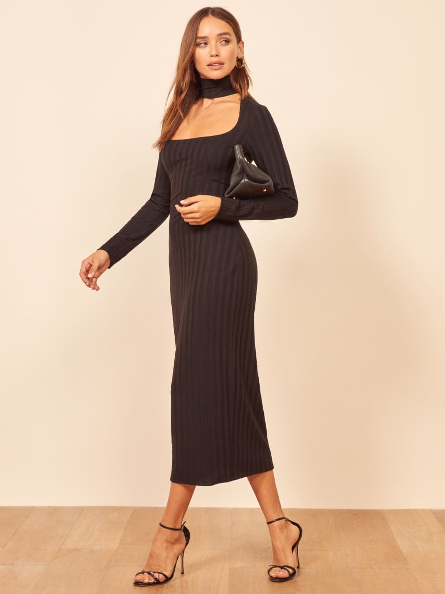 midi length dresses with long sleeves