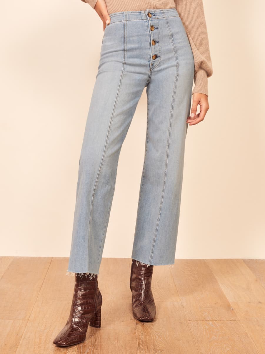 reformation stretch flood jeans