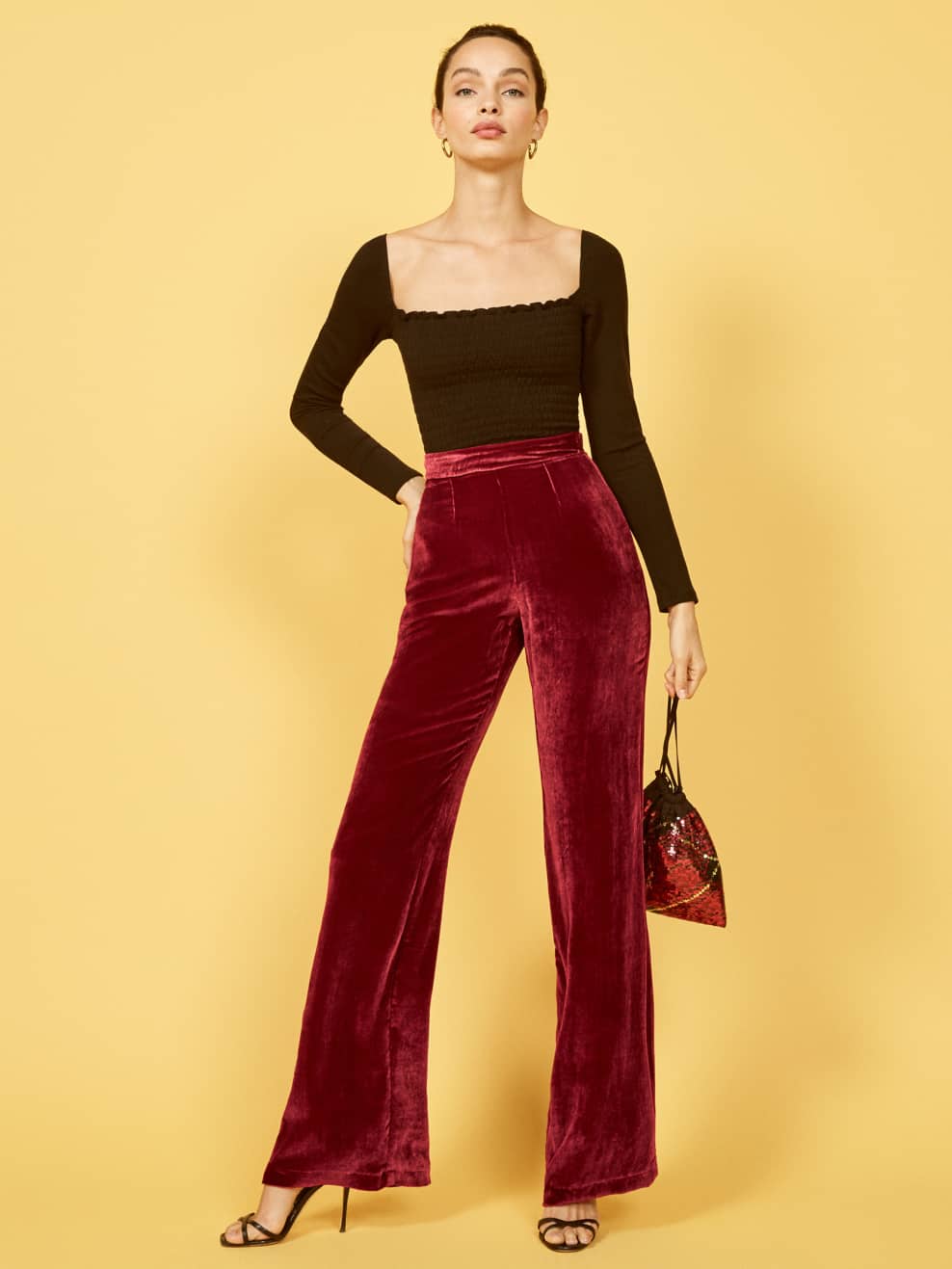 reformation velvet pants