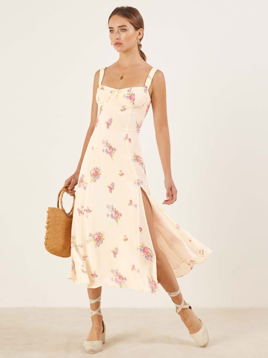 reformation floral midi dress