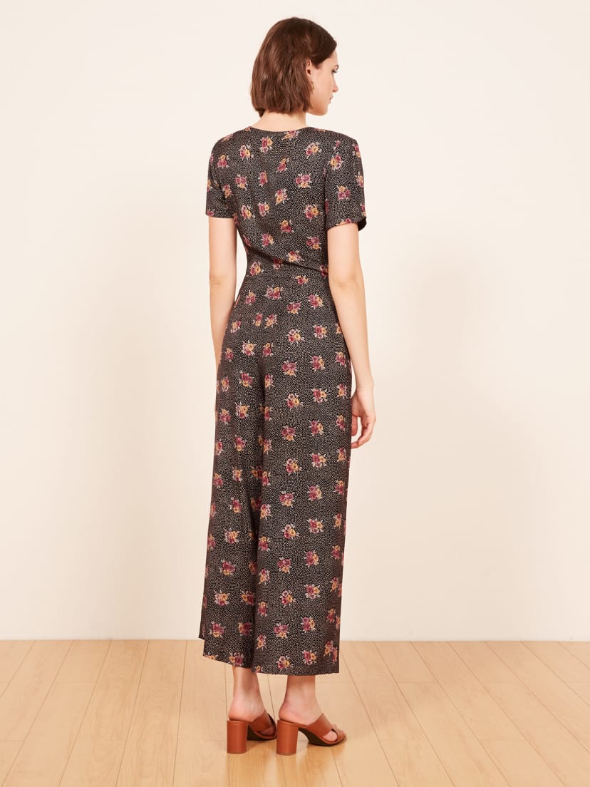 reformation floral jumpsuit